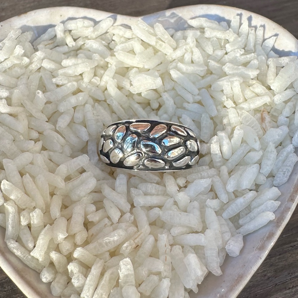 Pebble Patterned Sterling Silver Ring - image 2